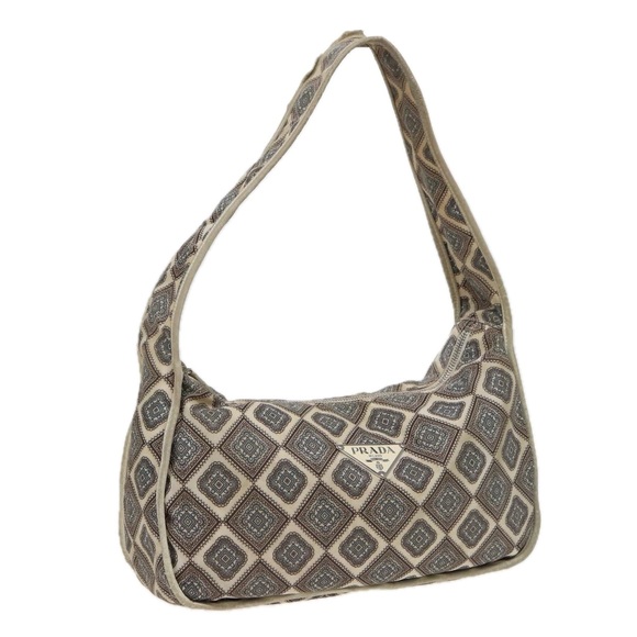 PRADA Shoulder Bag Nylon Beige Auth 81181 - Picture 1 of 16